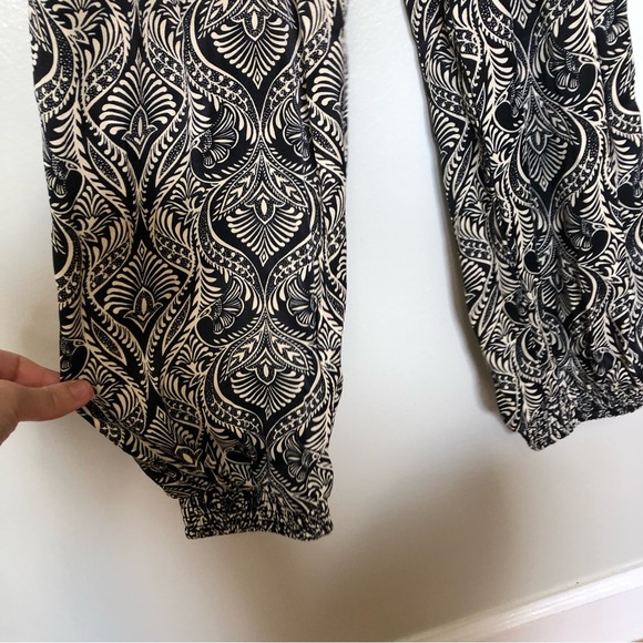 Anthropologie Zadie Jumpsuit Patterned Button Down Elastic Waist Navy White - Picture 6 of 9